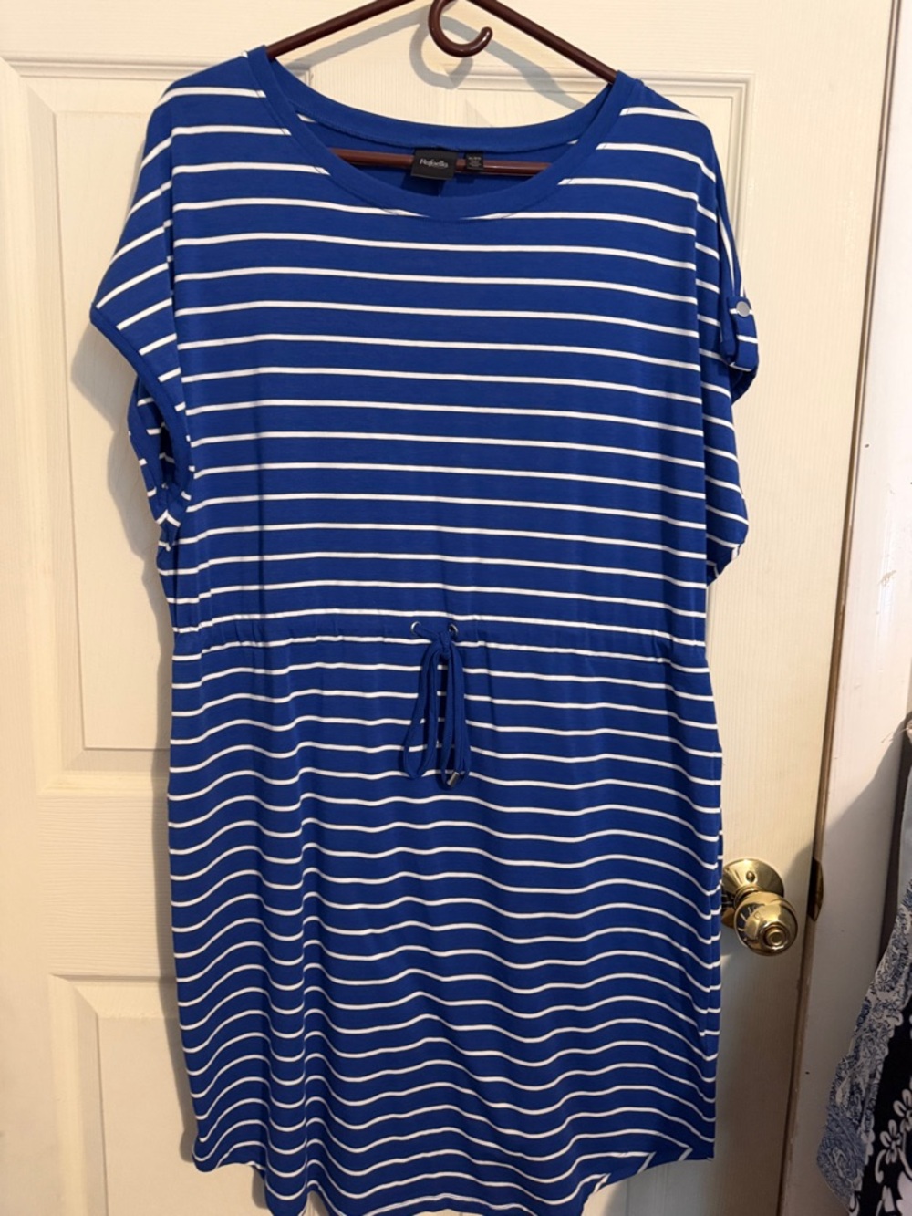 Rafaella Blue and White Striped Drawstring Waist Dress